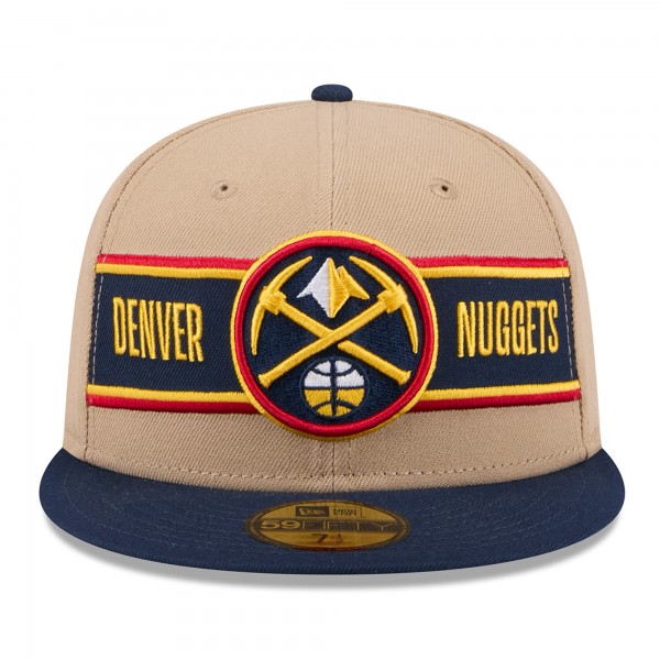 Бейсболка Denver Nuggets New Era Tan/Navy 2024 NBA Draft 59FIFTY