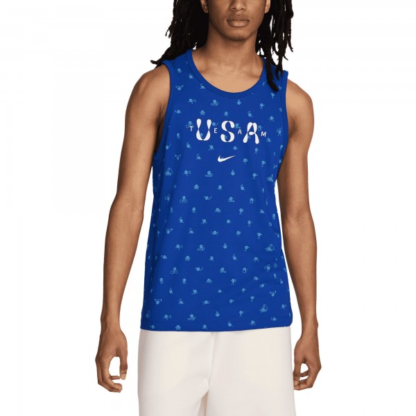Team USA Nike Allover Print Club Tank Top - Blue
