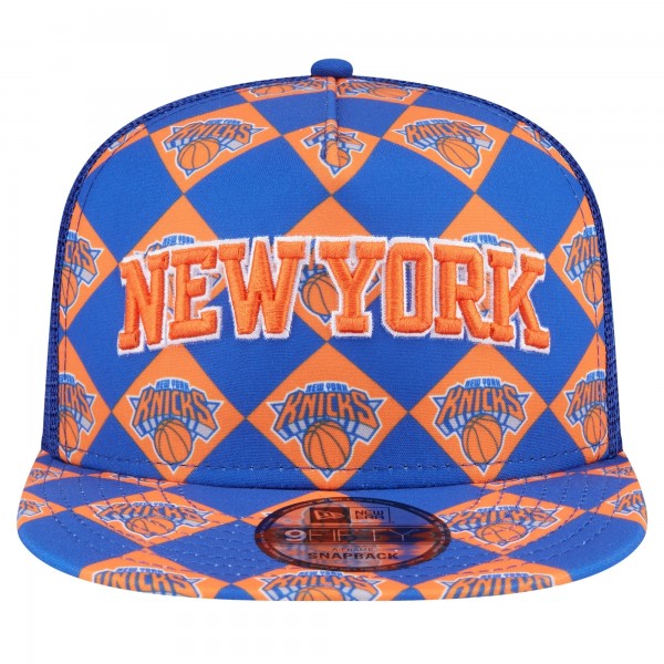 Бейсболка New York Knicks New Era Seeing Diamonds A-Frame Trucker 9FIFTY - Blue