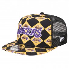 Бейсболка Los Angeles Lakers New Era Black Seeing Diamonds A-Frame Trucker 9FIFTY Snapback