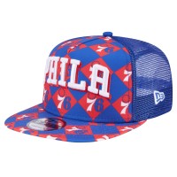 Бейсболка Philadelphia 76ers New Era Royal Seeing Diamonds A-Frame Trucker 9FIFTY Snapback