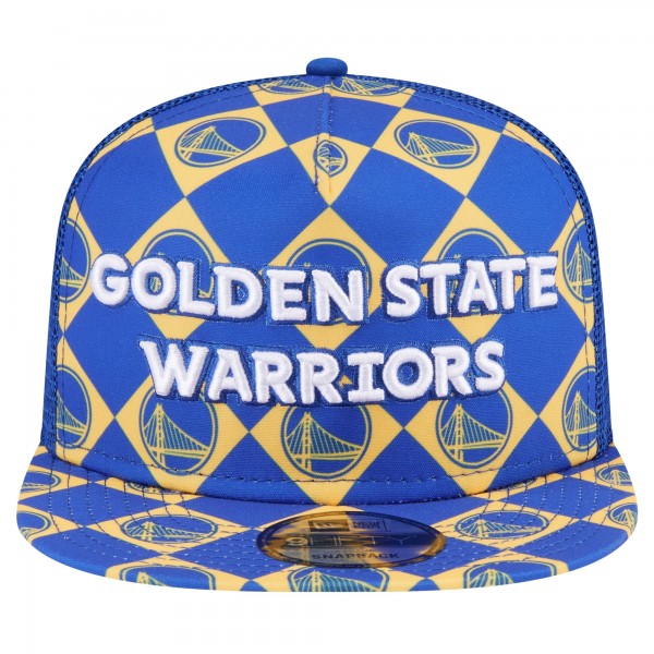 Бейсболка Golden State Warriors New Era Seeing Diamonds A-Frame Trucker 9FIFTY - Royal