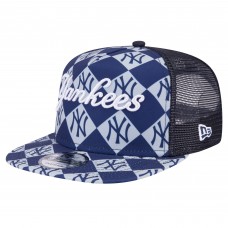 Бейсболка New York Yankees New Era Navy Seeing Diamonds A-Frame Trucker 9FIFTY Snapback