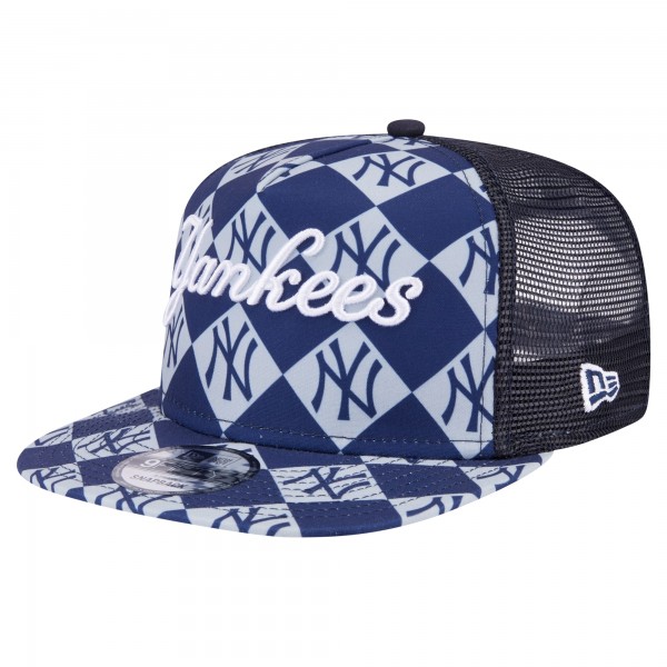 Бейсболка New York Yankees New Era Navy Seeing Diamonds A-Frame Trucker 9FIFTY Snapback