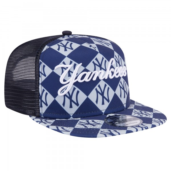 Бейсболка New York Yankees New Era Navy Seeing Diamonds A-Frame Trucker 9FIFTY Snapback