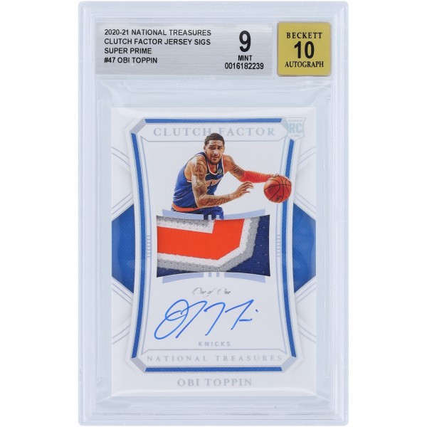 Obi Toppin New York Knicks Autographed 2020-21 Panini National Treasures Super Prime Relic #CF-OBI #1/1 BGS Authenticated 9/10 Rookie Card