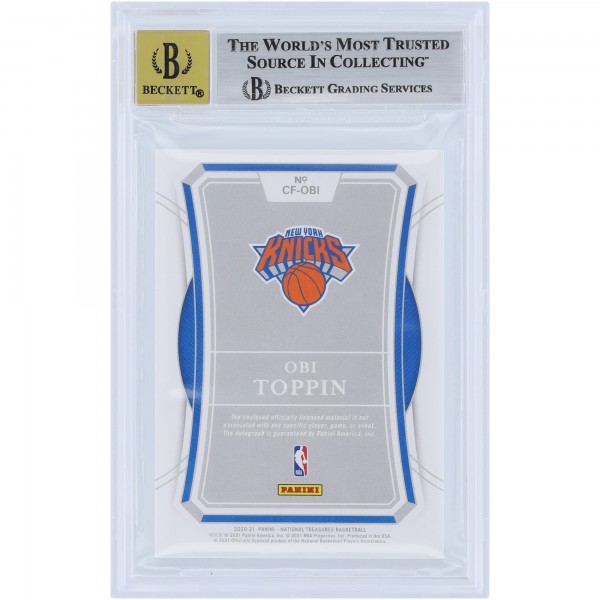 Obi Toppin New York Knicks Autographed 2020-21 Panini National Treasures Super Prime Relic #CF-OBI #1/1 BGS Authenticated 9/10 Rookie Card
