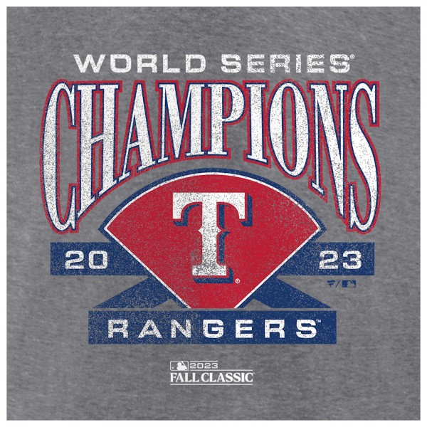 Футболка Texas Rangers 2023 World Series Champions Shut Out Tri-Blend - Heather Gray