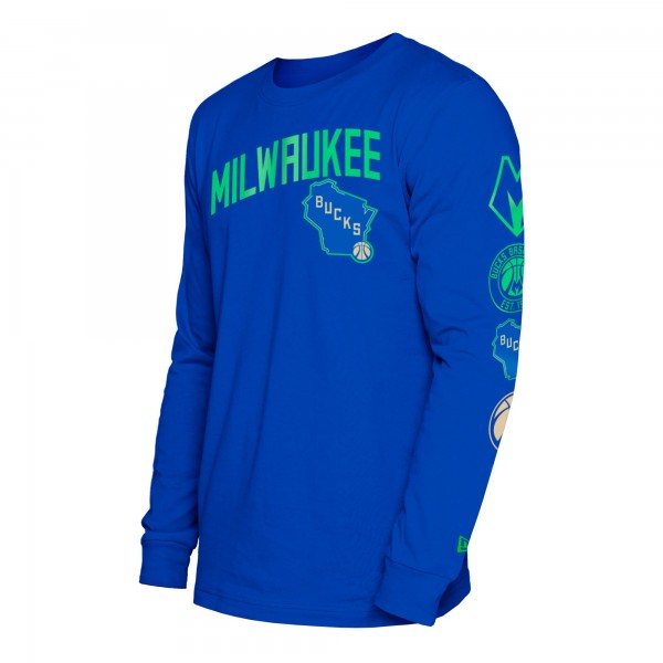 Футболка с длинным рукавом Milwaukee Bucks New Era 2023/24 City Edition - Blue