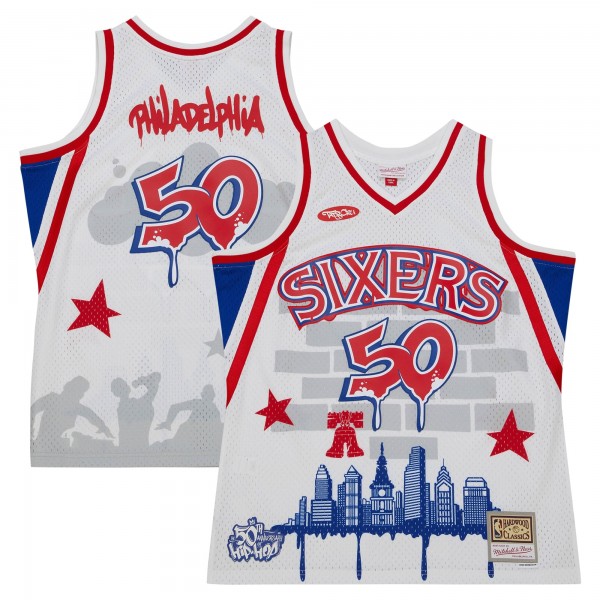 Игровая форма  Philadelphia 76ers Mitchell & Ness x Tats Cru Hardwood Classics Fashion - White
