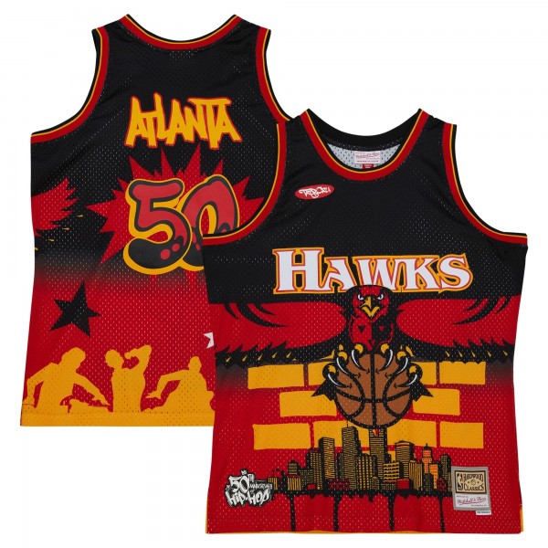 Игровая джерси Atlanta Hawks Mitchell & Ness x Tats Cru Hardwood Classics Fashion - Black