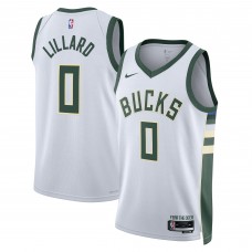 Игровая форма  Damian Lillard Milwaukee Bucks Nike Unisex Fear The Deer Swingman Player - Association Edition - White