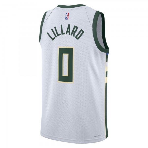 Игровая форма  Damian Lillard Milwaukee Bucks Nike Unisex Fear The Deer Swingman Player - Association Edition - White