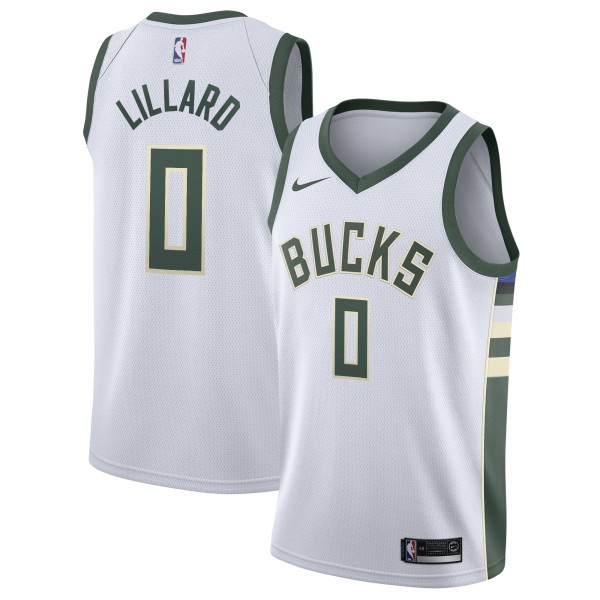 Игровая форма  Damian Lillard Milwaukee Bucks Nike Unisex  Swingman Player - Association Edition - White