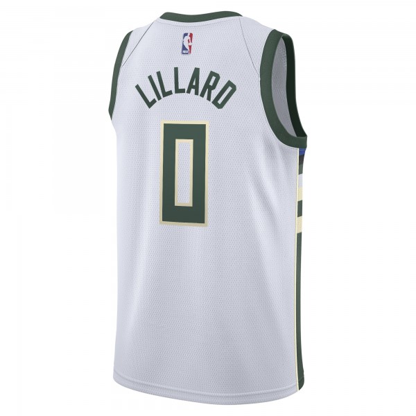 Игровая форма  Damian Lillard Milwaukee Bucks Nike Unisex  Swingman Player - Association Edition - White