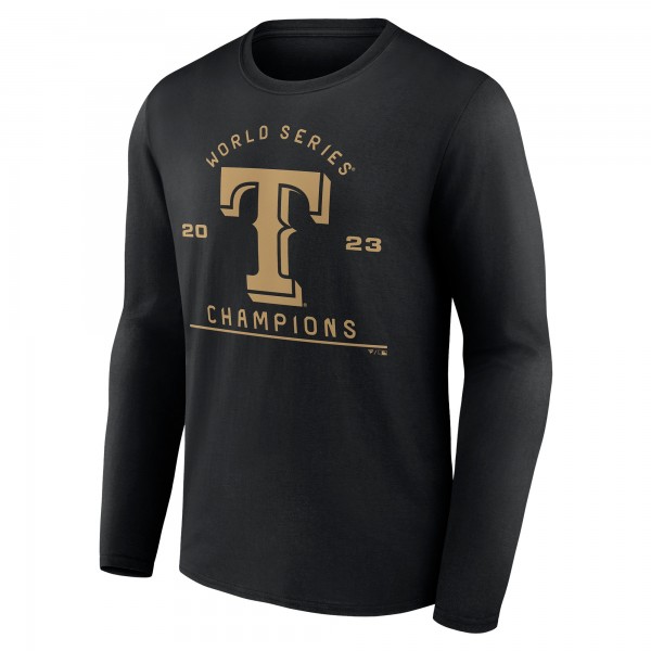 Футболка с длинным рукавом Texas Rangers 2023 World Series Champions Custom Name & Number - Black