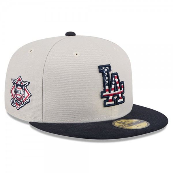 Бейсболка Los Angeles Dodgers New Era Khaki/Black 2024 Fourth of July 59FIFTY