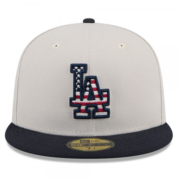 Бейсболка Los Angeles Dodgers New Era Khaki/Black 2024 Fourth of July 59FIFTY