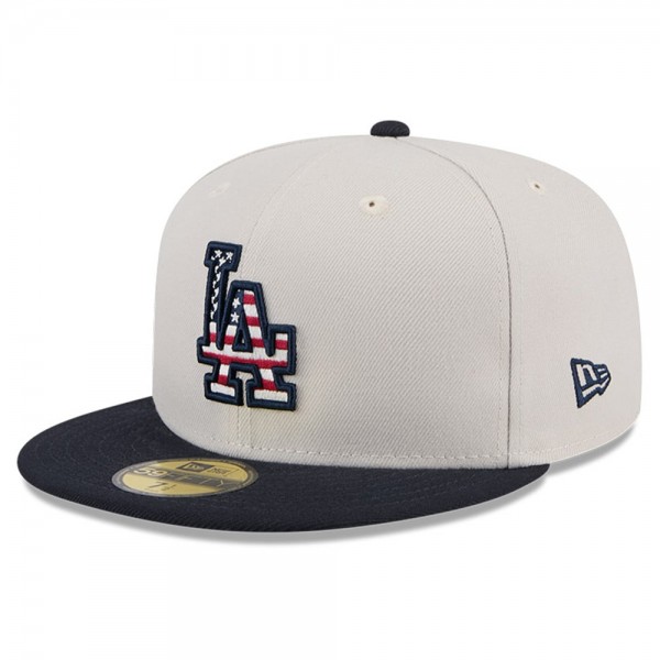Бейсболка Los Angeles Dodgers New Era Khaki/Black 2024 Fourth of July 59FIFTY