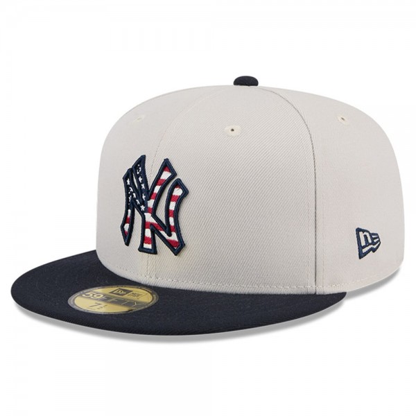 Бейсболка New York Yankees New Era Khaki/Black 2024 Fourth of July 59FIFTY