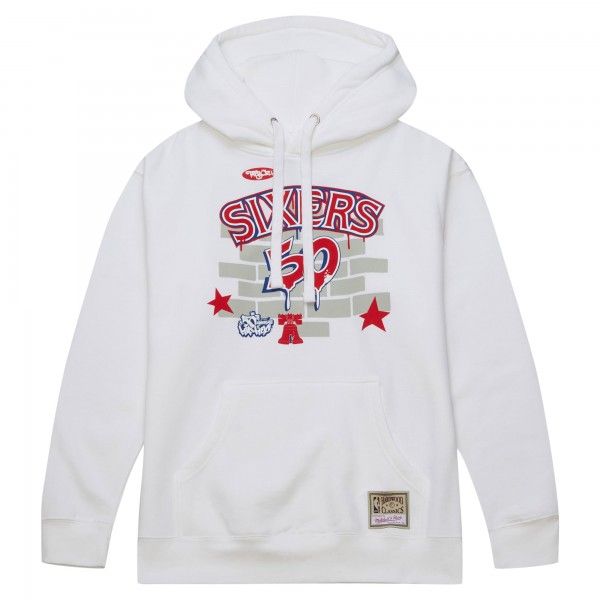 Толстовка Philadelphia 76ers Mitchell & Ness x Tats Cru Hardwood Classics Brick - White