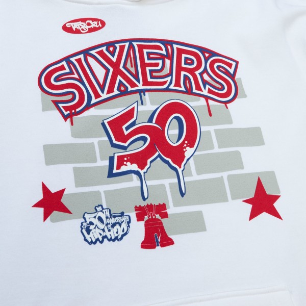 Толстовка Philadelphia 76ers Mitchell & Ness x Tats Cru Hardwood Classics Brick - White