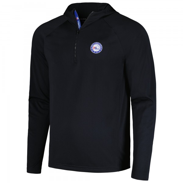 Philadelphia 76ers Levelwear Black Zander Hoodie Raglan Quarter-Zip Top
