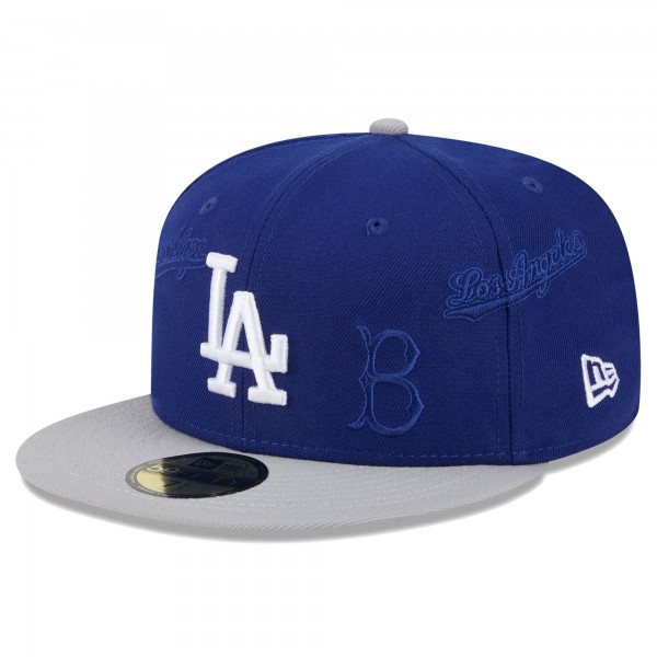 Бейсболка Los Angeles Dodgers New Era Royal/Gray Multi Logo 59FIFTY