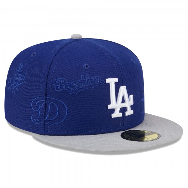 Бейсболка Los Angeles Dodgers New Era Royal/Gray Multi Logo 59FIFTY