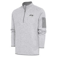 Los Angeles Lakers Antigua Heather Gray Metallic Logo Fortune Quarter-Zip Jacket