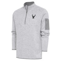 Кофта на короткой молнии Milwaukee Bucks Antigua Metallic Logo Fortune - Heather Gray