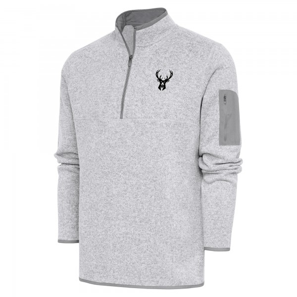 Кофта на короткой молнии Milwaukee Bucks Antigua Metallic Logo Fortune - Heather Gray