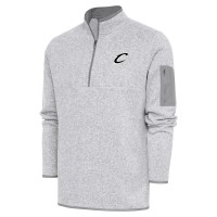Cleveland Cavaliers Antigua Heather Gray Metallic Logo Fortune Quarter-Zip Jacket