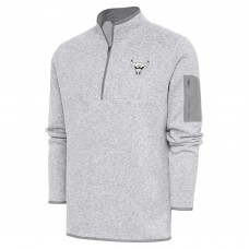 Кофта на короткой молнии Chicago Bulls Antigua Heather Gray Metallic Logo Fortune
