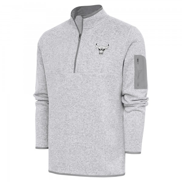 Кофта на короткой молнии Chicago Bulls Antigua Heather Gray Metallic Logo Fortune