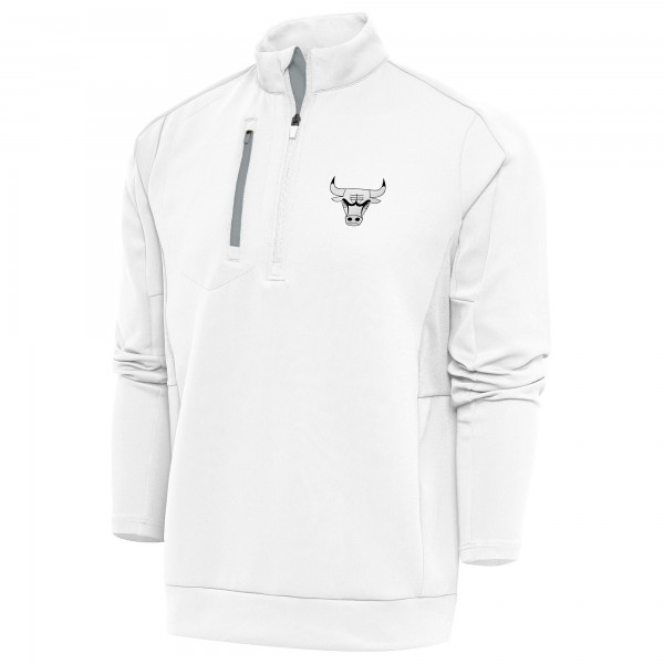 Кофта на короткой молнии Chicago Bulls Antigua White Metallic Logo Generation