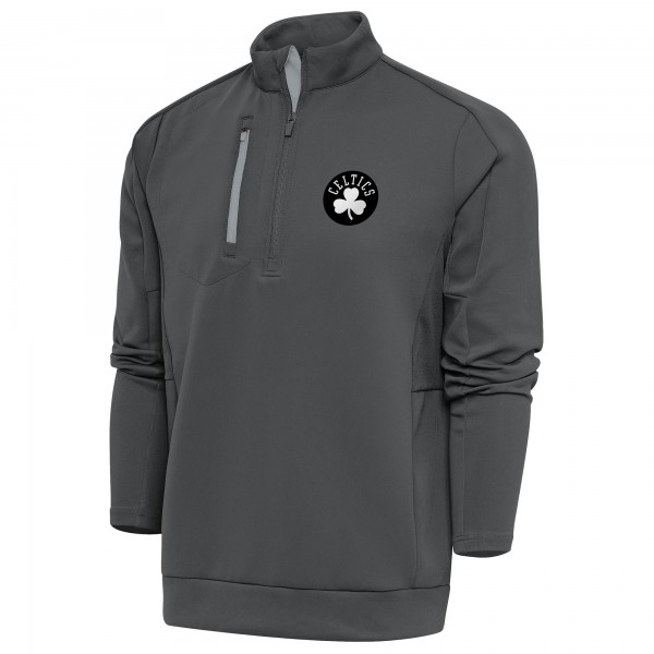 Boston Celtics Antigua Pewter Metallic Logo Generation Quarter-Zip Top