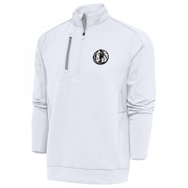 Кофта на короткой молнии Dallas Mavericks Antigua Metallic Logo Generation - White