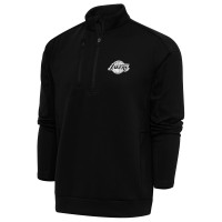 Los Angeles Lakers Antigua Black Metallic Logo Generation Quarter-Zip Top