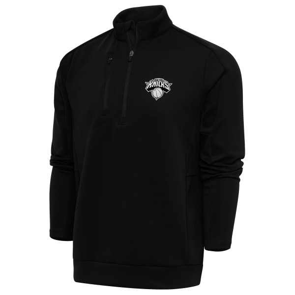 New York Knicks Antigua Black Metallic Logo Generation Quarter-Zip Top