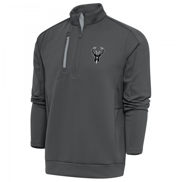Кофта на короткой молнии Milwaukee Bucks Antigua Metallic Logo Generation - Pewter