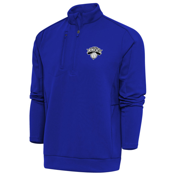 New York Knicks Antigua Blue Metallic Logo Generation Quarter-Zip Top