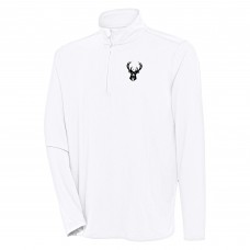 Milwaukee Bucks Antigua White Hunk Quarter-Zip Top