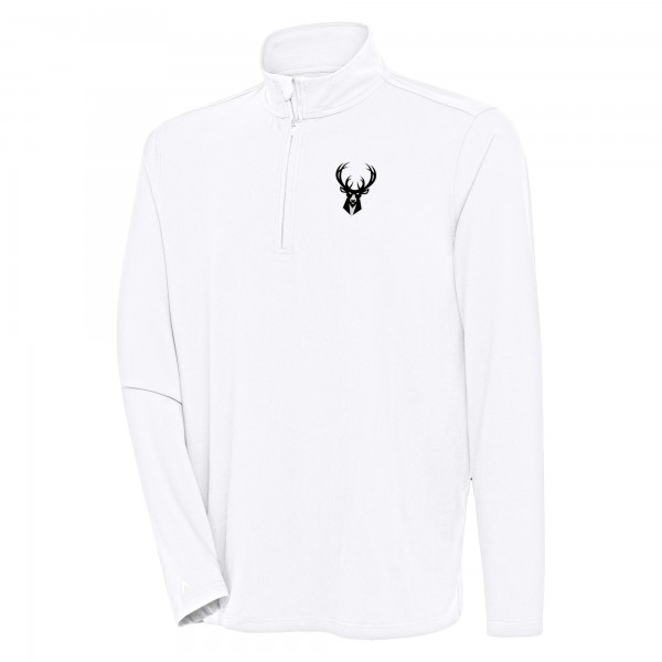 Milwaukee Bucks Antigua White Hunk Quarter-Zip Top