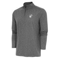 Miami Heat Antigua Heather Black Hunk Quarter-Zip Top