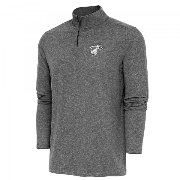 Miami Heat Antigua Heather Black Hunk Quarter-Zip Top