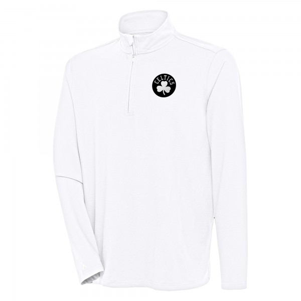 Boston Celtics Antigua White Hunk Quarter-Zip Top
