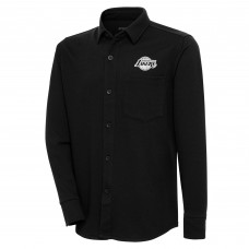 Los Angeles Lakers Antigua Streamer Button-Up Shacket - Black