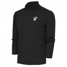 Miami Heat Antigua Charcoal Metallic Logo Tribute Quarter-Zip Top