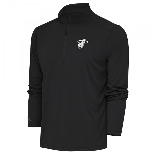 Miami Heat Antigua Charcoal Metallic Logo Tribute Quarter-Zip Top